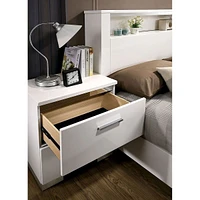 High Gloss White Nightstand with Usb Charger