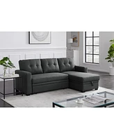 Simplie Fun Upholstered Pull Out Sectional Sofa With Chaise