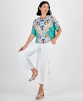 Jm Collection Petite Printed Dolman-Sleeve Top, Created for Macy's