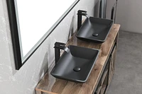 14.38" L -22.25" W -4-3/8 In. H Matte Shell Glass With Faucet And Pop-Up Drain In Matte Black
