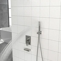12" Rain Shower Head Systems With Waterfall Tub Spout, Brushed Nickel, Ceiling Mounted Shower