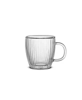 JoyJolt Fluted Glass 5.4oz Espresso Mugs, Set of 2