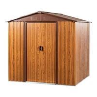 6x6 Metal Storage Shed with Wood Grain Horizontal Siding