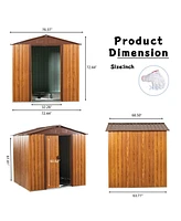 Streamdale Furniture 6x6 Metal Storage Shed with Wood Grain Horizontal Siding