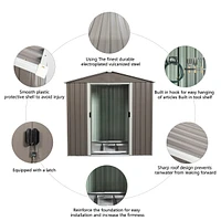 6FT X 5FT Outdoor Metal Storage Shed Gray