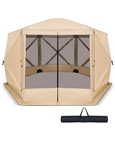 Costway 1.5 X 11.5 Ft 6-Sided Pop-up Screen House Tent With 2 Wind Panels for Camping