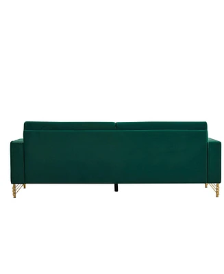 Simplie Fun 85.44" Modern Velvet Couch With Gold Legs, Upholstered Sofa For Living Room