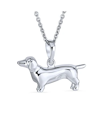 Bling Jewelry Bff Best Friend Dachshund Puppy Pet Hot Dog Pendant Necklace For Women For .925 Sterling Silver 18 Inch