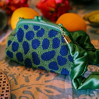 Brunna.Co Arnoldi Jade Hand-beaded Clutch Bag Lush Green & Blue