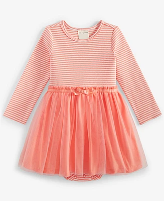 First Impressions Baby Girls Striped Tulle-Skirt Bodysuit Dress, Created for Macy's