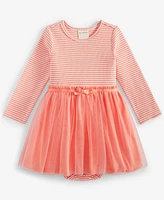 First Impressions Baby Girls Striped Tulle-Skirt Bodysuit Dress, Created for Macy's