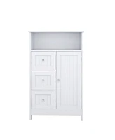 Simplie Fun Bathroom Standing Storage Cabinet With 3 Drawers And 1 Door