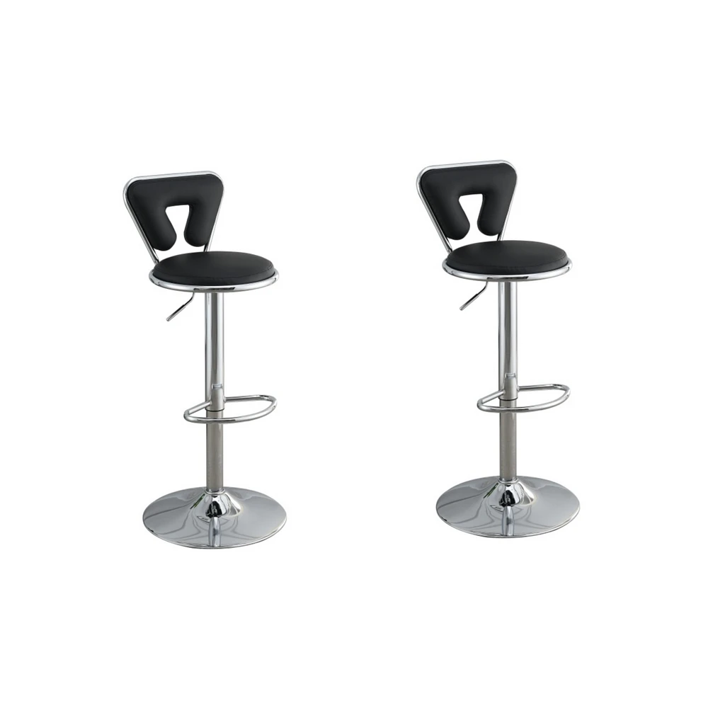 Simplie Fun Set of 2 Black Faux Leather Barstool Chairs