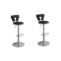 Simplie Fun Set of 2 Black Faux Leather Barstool Chairs