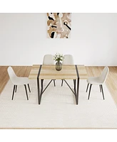 Simplie Fun Mid Century Dining Set with Wood Table & Suede Chairs