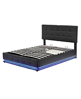 Simplie Fun Queen Upholstered Bedroom Set with Led Lights & Storage