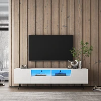 Streamdale Furniture Modern White Tv Stand, 16 Colors Led Tv Stand with Remote Control Lights