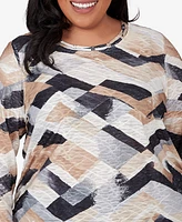 Alfred Dunner Plus Size Classic Abstract Chevron Top