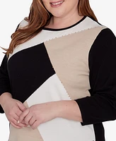 Alfred Dunner Plus Classic Colorblock Beaded Top