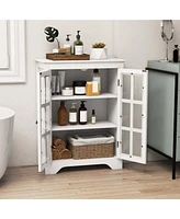 Costway Bathroom Floor Cabinet Display Storage Cabinet with Adjustable Shelves