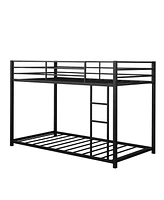 Slickblue Sturdy Metal Bunk Bed Frame Twin Over with Safety Guard Rails and Side Ladder