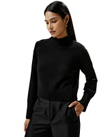 Lilysilk Women's Ribbed Collar and Hemline Wool Cashmere Sweater for Women