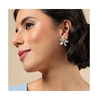 Sohi Women's Crystal Flora Stud Earrings