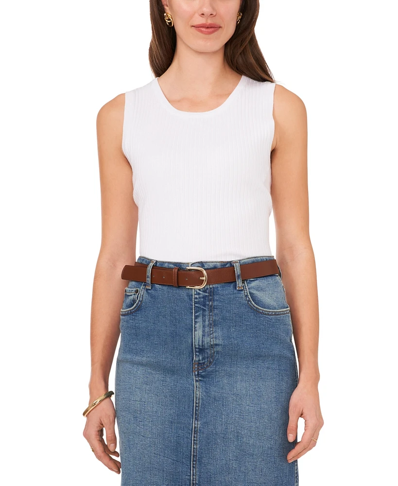 Vince Camuto Women's Keyhole-Back Ribbed Sleeveless Sweater