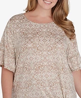 Ruby Rd. Plus Size Medallion Puff Print Tied T-Shirt