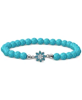 Giani Bernini Howlite Chrysocolla & Enamel Flower Bead Stretch Bracelet 18k Gold-Plated Sterling Silver, Created for Macy's