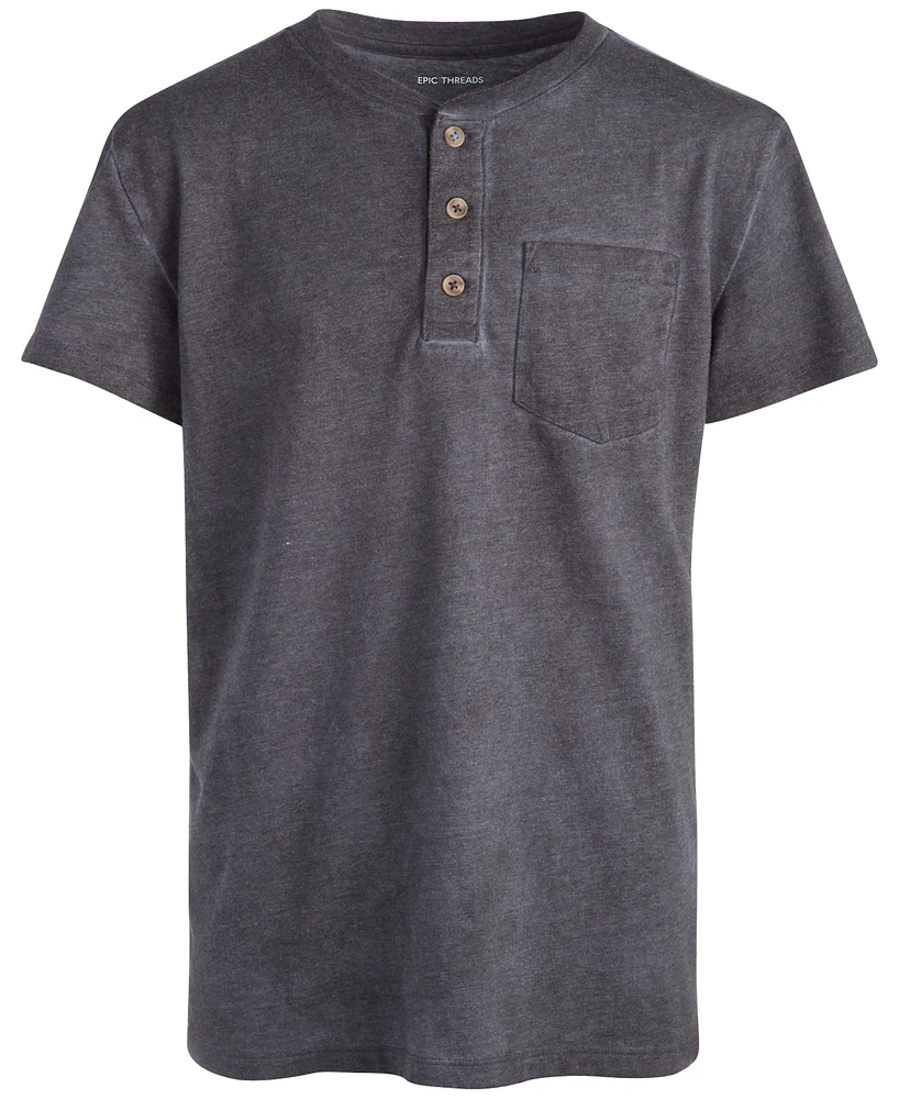 Epic Threads Little and Big Boys Solid Washed Henley T-Shirt, Created for Macy's