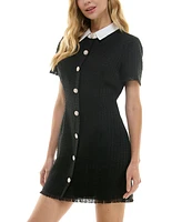 City Studios Juniors' Short-Sleeve Boucle Shirt Dress