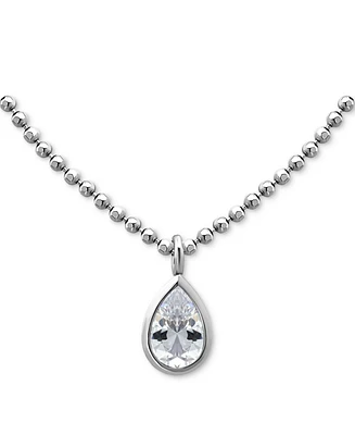 Giani Bernini Cubic Zirconia Pear Bezel Pendant Necklace 18k Gold-Plated Sterling Silver, 16" + 2" extender, Created for Macy's