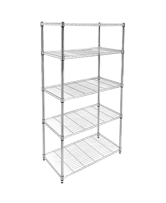 Simplie Fun Simple Deluxe Heavy Duty 5-Shelf Shelving Unit, 35 D X 18 W X 70 H, 35 X 18 X 70", Chrome