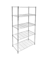 Simplie Fun Simple Deluxe Heavy Duty 5-Shelf Shelving Unit, 35 D X 18 W X 70 H, 35 X 18 X 70", Chrome