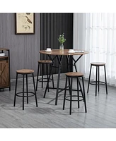 Homcom 5-Piece Bar Table and Chairs Set, Space Saving Dining Table with 4 Stools