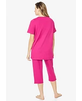 Dreams & Co. Plus Knit Capri Sleep Set