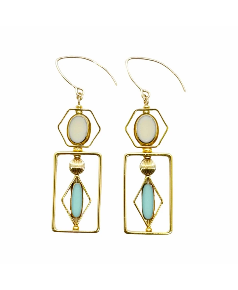 Aracheli Studio Pool Blue and Beige Art Deco Earrings