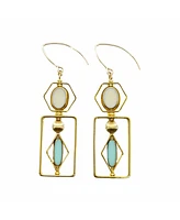 Aracheli Studio Pool Blue and Beige Art Deco Earrings