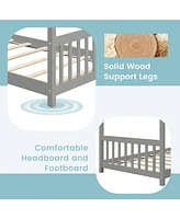 Twin Size House Bed with Roof Wooden Low Floor Bed No Box Spring Needed