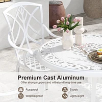 5 Pcs Patio Table Chair Set Outdoor Cast Aluminum Patio Set with Umbrella Hole