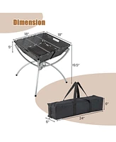 Costway 3-in-1 Portable Charcoal Grill Folding Camping Fire Pit with Carrying Bag & Gloves