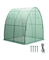 Costway Portable Greenhouse with 2 Zippered Doors Roll-up Screen Windows