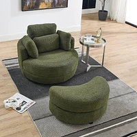 Streamdale Furniture 39" Oversized Swivel Chair with Storage Ottoman & Pillows