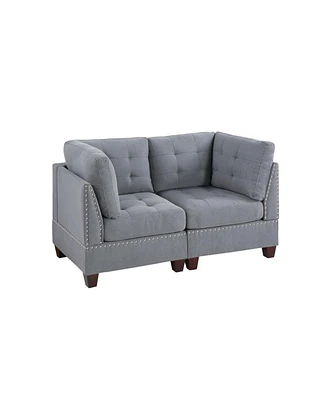 Simplie Fun Linen Tufted Wedge Sofa with Nailheads