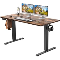 Streamdale Furniture Electric Height Adjustable Standing Desk, Sit To Stand Ergonomic Computer Desk, Brown, 55" X 24"