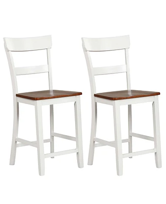 Costway Wooden Bar Stool Set of Bar Chairs with Lvl Rubber Wood Frame, Backrest