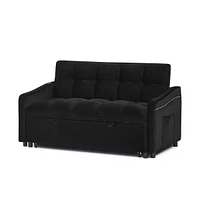 Loveseat with Pull-out Bed, Adjustable Back & Pocket Arms