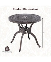 31.5" Cast Aluminum Table Patio Round Dining Table with 2" Umbrella Hole