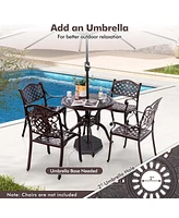 Costway 31.5" Cast Aluminum Table Patio Round Dining Table with 2" Umbrella Hole